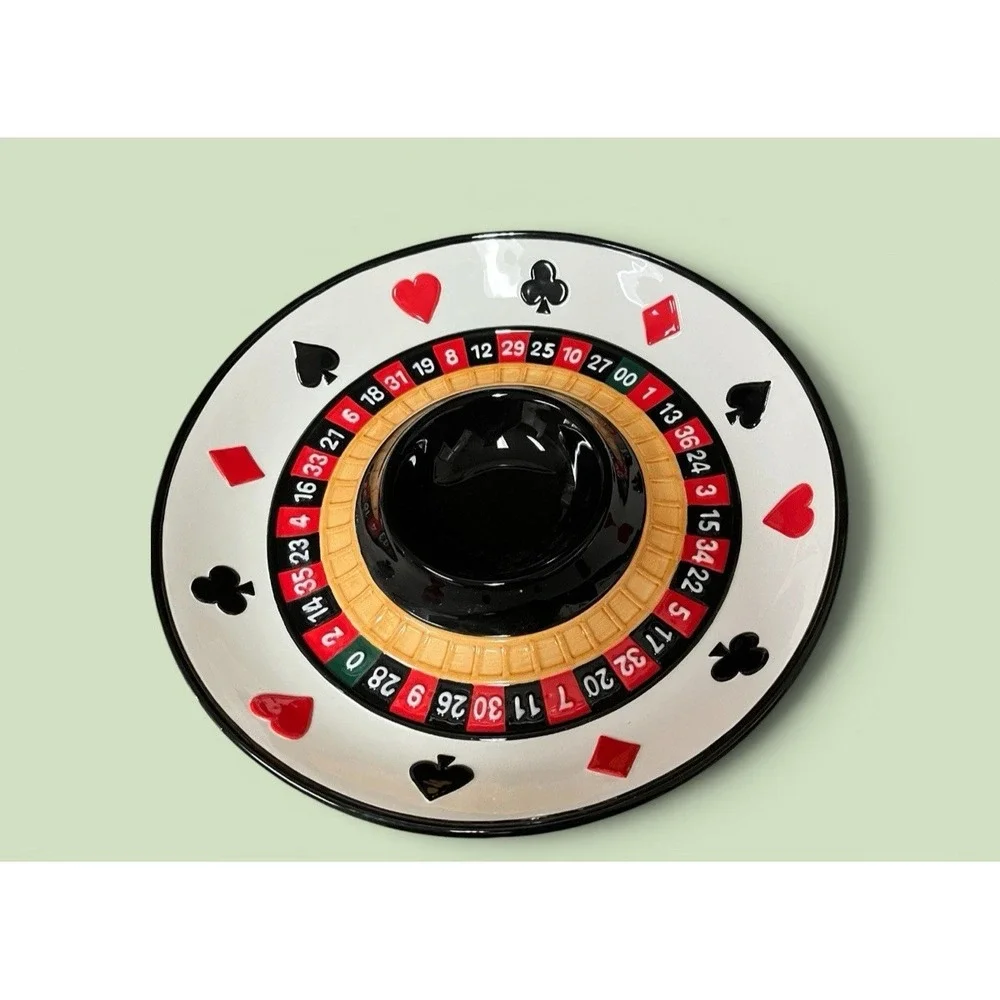 Fitz & Floyd Essentials Game Night Chip &‎ Dip Vegetable Platter Bowl Roulette